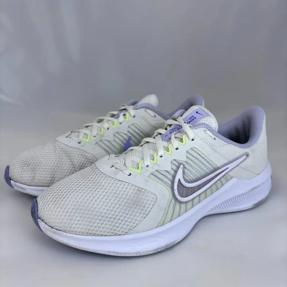 Nike Woman's Downshifter 11 Summit White/Lime Ice/Purple Size 9.5 Running Mesh